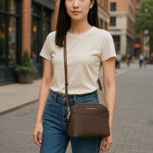 Michael Kors Jet Set Brown Logo Crossbody Bag